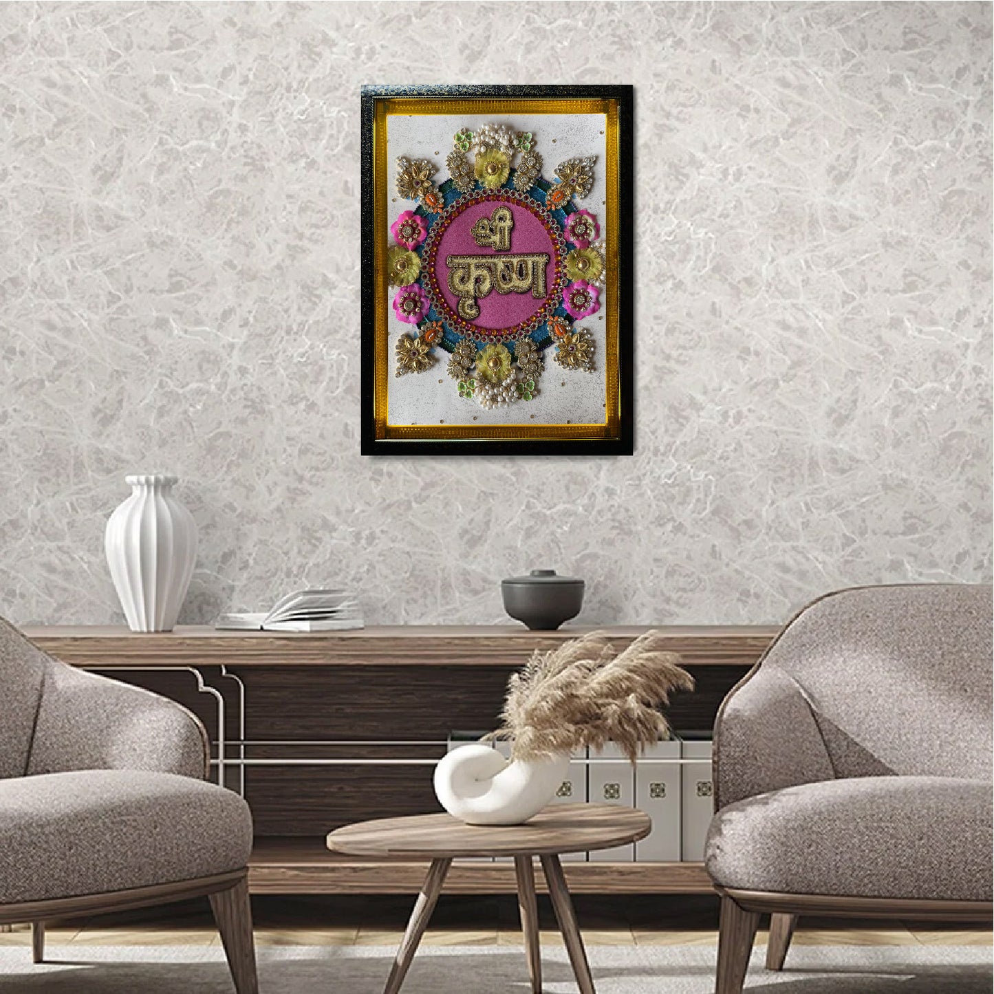 krishna Naam- Floral Pink